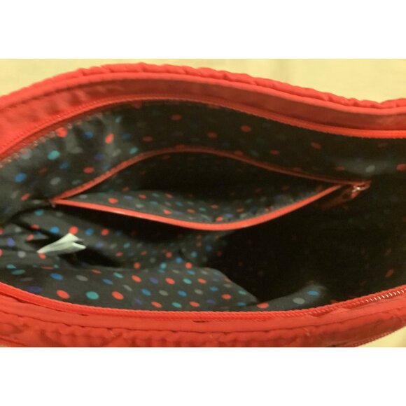 Vera Bradley Red Quilted Crossbody Bag With Adjustable Strap & Multiple Zipper P - Picture 10 of 16